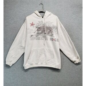 VINTAGE No Fear Men Sweatshirt Medium White Hoodie Nor Cal Graphic‎ Skate READ